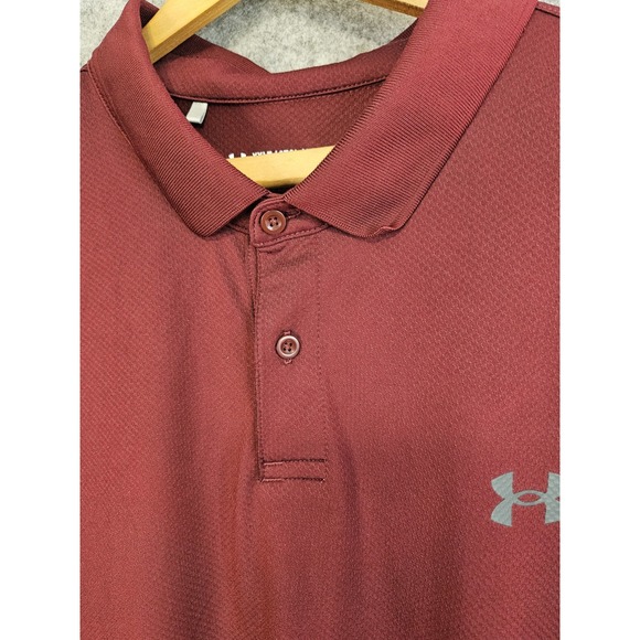 Under Armour The Performance Polo Men's 2XL‎ TALL Loose Burgundy Short Sleeve - Picture 1 of 8
